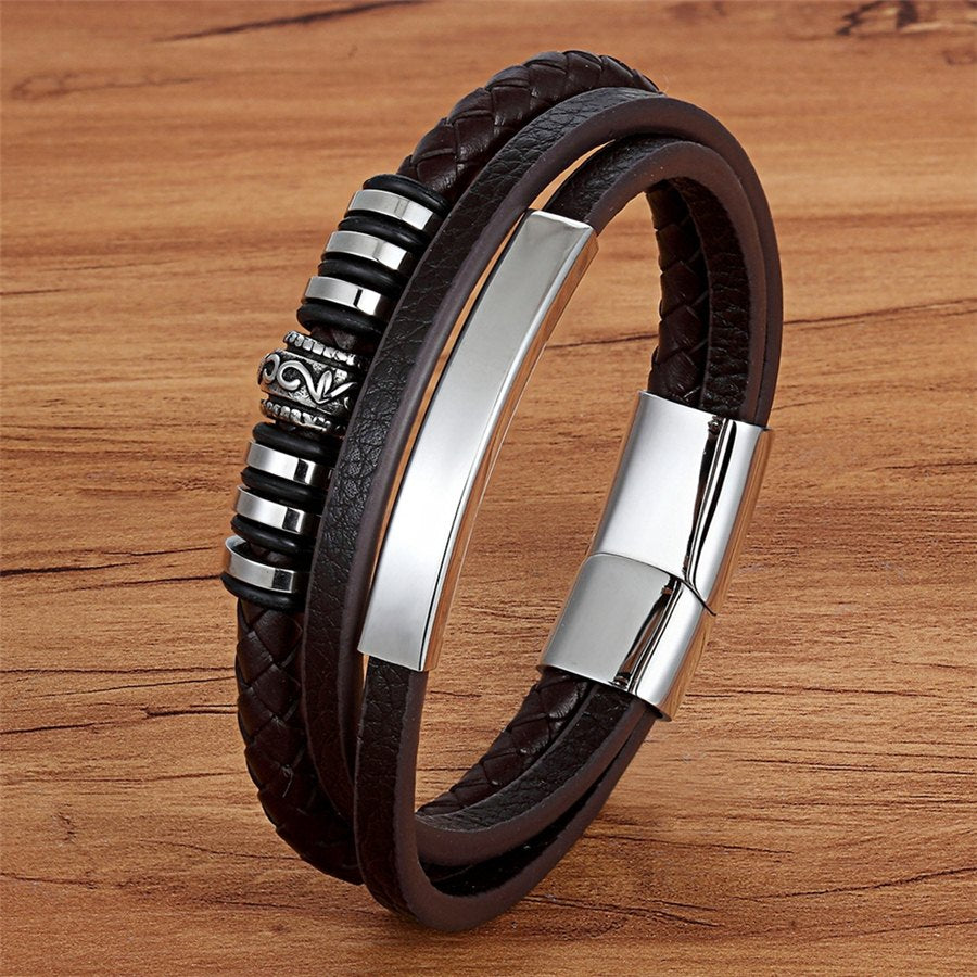 Pulseira Masculina de Couro